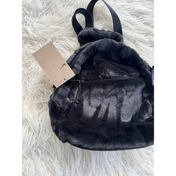Nike Futura Faux Fur Mini Backpack Black 6L FZ1328-010 - Picture 5 of 10